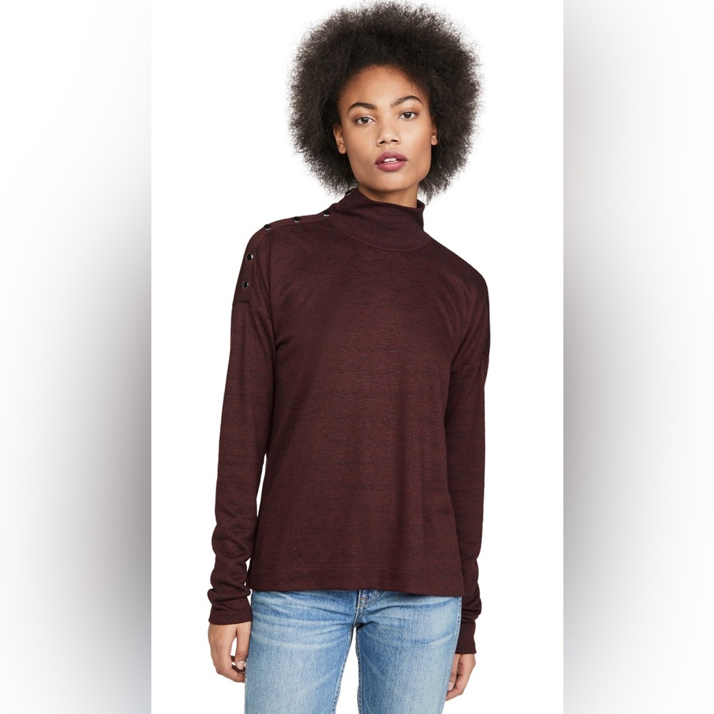 PAIGE 💫EUC💫 Paxton Mock Neck Sweater - Cabernet/Black - S